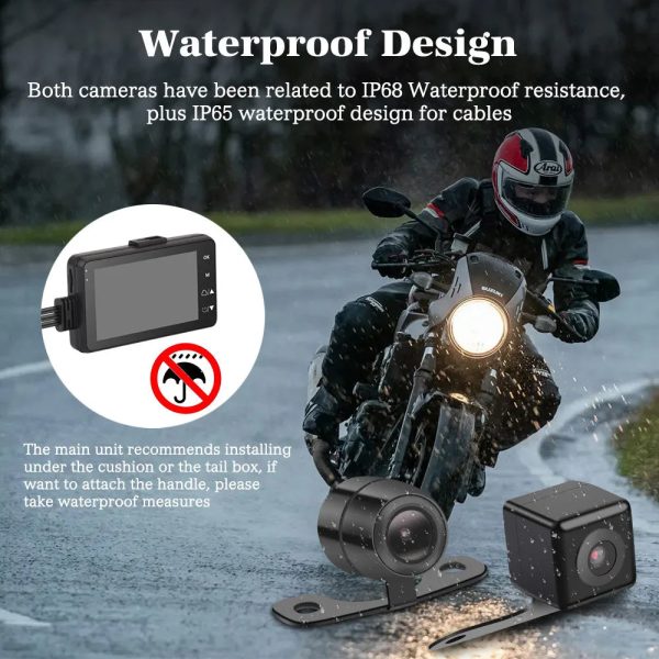 3inch LCD HD Dual Camera Motorcycle DVR Video Driving Recorder With 32G Card - Image 7
