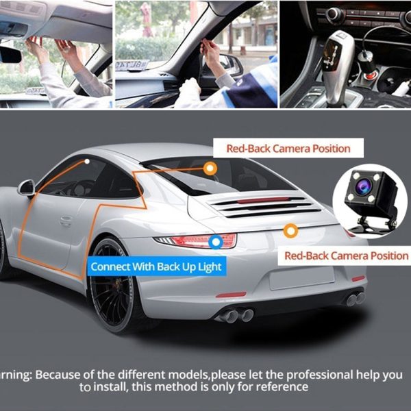 Front and Rear Triple Lens Dash Cam 1080P HD Three-Lens Driving Recorder Reversing Visual Recording - Image 7
