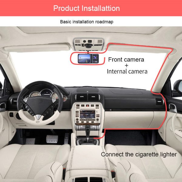Front and Rear Triple Lens Dash Cam 1080P HD Three-Lens Driving Recorder Reversing Visual Recording - Image 8