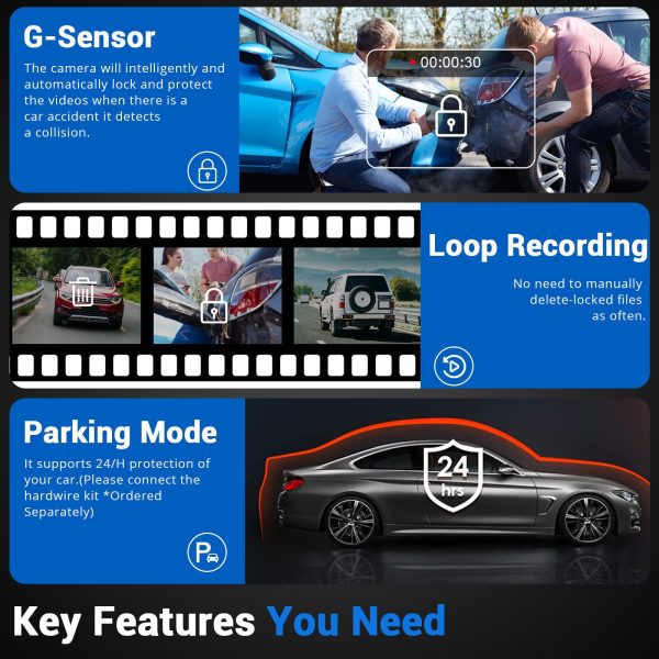 Wifi 10" 2K Dash Cam RearView Camera Reversing Recorder Comes with Free 32GB Card - Image 3