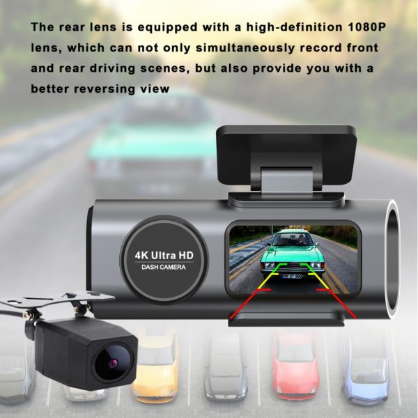 4K Dash Cam UHD 2160P WiFi Front Dashcam Night Vision Car Camera with 64GB Card - Image 2
