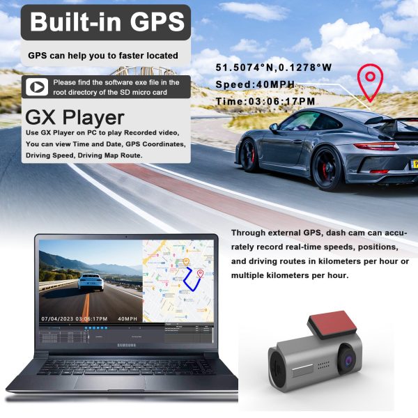 4K Dash Cam UHD 2160P WiFi Front Dashcam Night Vision Car Camera with 64GB Card - Image 3