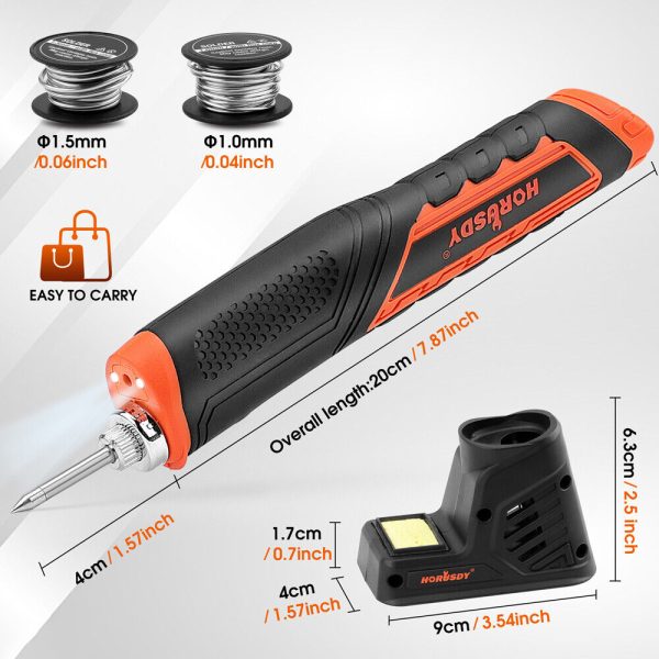 HORUSDY 8W 4V Max Cordless Soldering Iron Rechargeable with Lithium-Ion Battery - Image 4