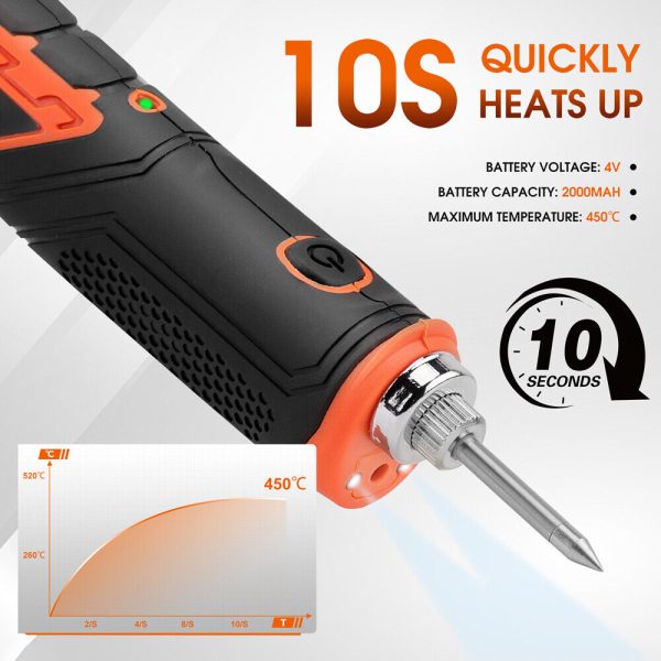 HORUSDY 8W 4V Max Cordless Soldering Iron Rechargeable with Lithium-Ion Battery - Image 5