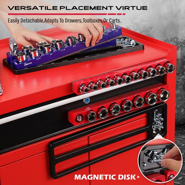 SEDY 2Pc Magnetic Socket Organizer 1/2 Drive Metric SAE Sockets Storage Holder - Image 5