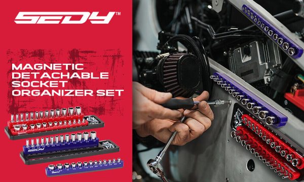 SEDY Magnetic Socket Holder Organizer Set Detachable 1/4 Drive Metric SAE Tool - Image 3
