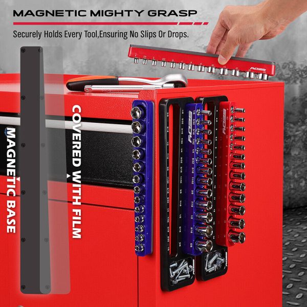 SEDY Magnetic Socket Holder Organizer Set Detachable 1/4 Drive Metric SAE Tool - Image 4