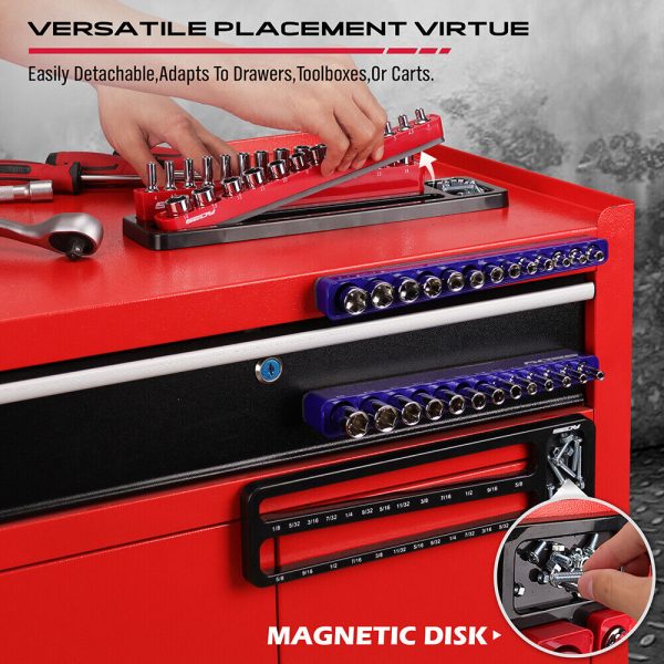 SEDY Magnetic Socket Holder Organizer Set Detachable 1/4 Drive Metric SAE Tool - Image 5