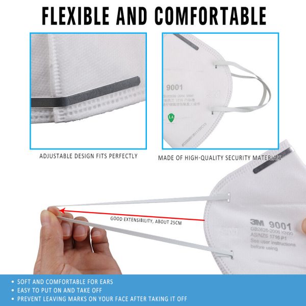 50pc/bag 3M Face Mask AS/NZS 1716 P1 9001 Protective Dust Mask Respirator AU Stock - Image 5