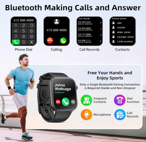Smart Watch 44mm Bluetooth call Screen True Multidial Blood Oxygen Game Sports Mode Pro FOR IOS and Android White with 2 straps - Image 11
