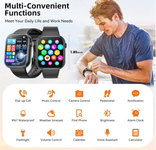 Smart Watch 44mm Bluetooth call Screen True Multidial Blood Oxygen Game Sports Mode Pro FOR IOS and Android White with 2 straps - Image 15