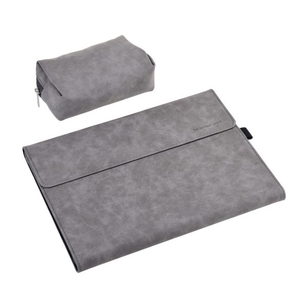 Light Gray Leather Tablet Case For Microsoft Surface Pro X With Power Bag - 13 Inch - Image 2