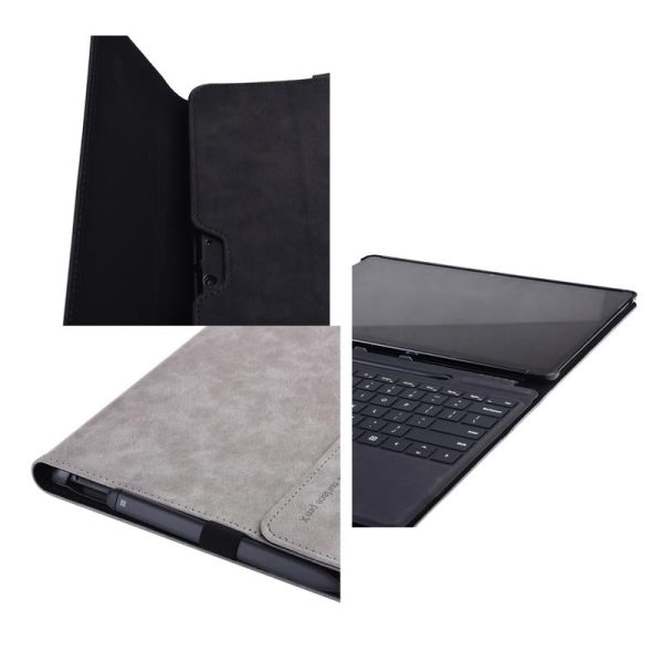 Light Gray Leather Tablet Case For Microsoft Surface Pro X With Power Bag - 13 Inch - Image 7