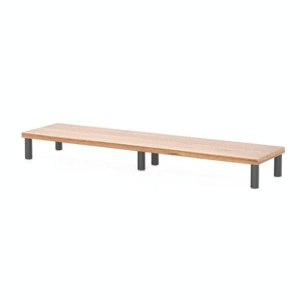 Aluminum Alloy Desktop Monitor Stand with Wooden Plate Riser - Image 2