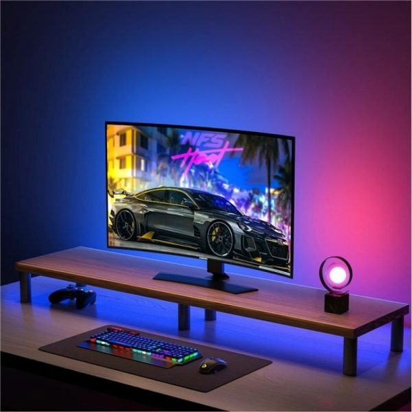 Aluminum Alloy Desktop Monitor Stand with Wooden Plate Riser - Image 3