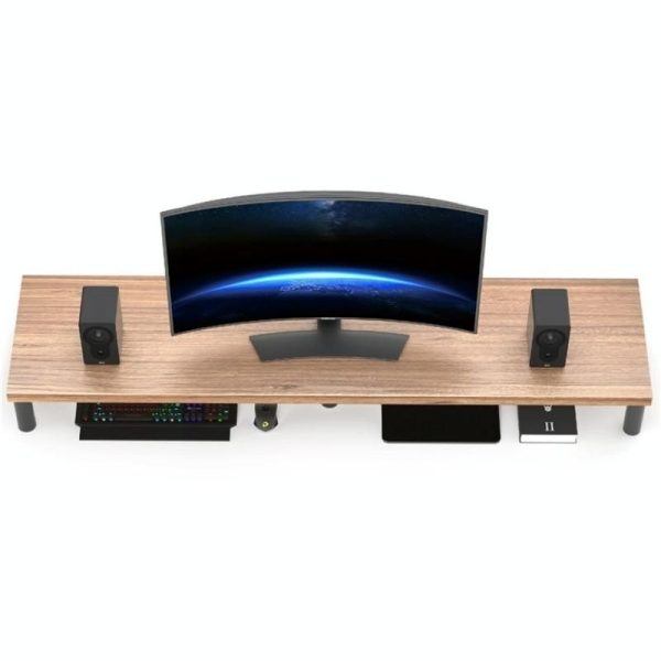 Aluminum Alloy Desktop Monitor Stand with Wooden Plate Riser - Image 7