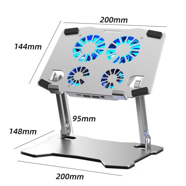 Aluminum Laptop Cooling Stand with 4 Fans - Image 8