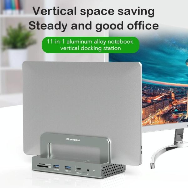 Vertical Laptop Docking Station with 4k / 60hz Type-c Hub - 10-In -1 Without Lan - Image 5