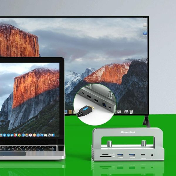 Vertical Laptop Docking Station with 4k / 60hz Type-c Hub - 10-In -1 Without Lan - Image 7