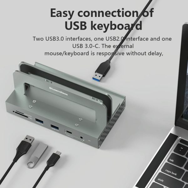 Vertical Laptop Docking Station with 4k / 60hz Type-c Hub - 10-In -1 Without Lan - Image 10