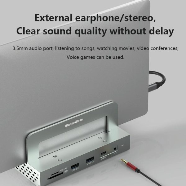 Vertical Laptop Docking Station with 4k / 60hz Type-c Hub - 10-In -1 Without Lan - Image 11