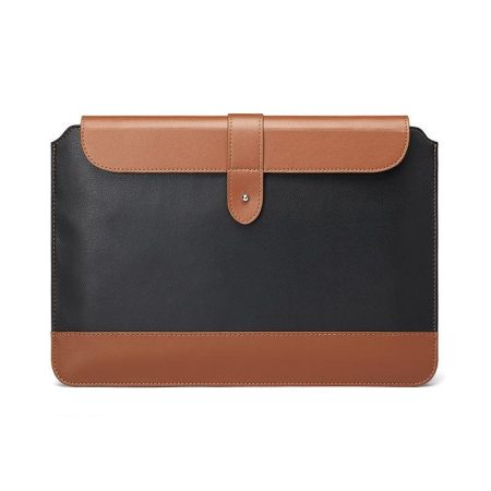 11-12 Inch Horizontal Microfiber Notebook Liner Bag in Black & Brown