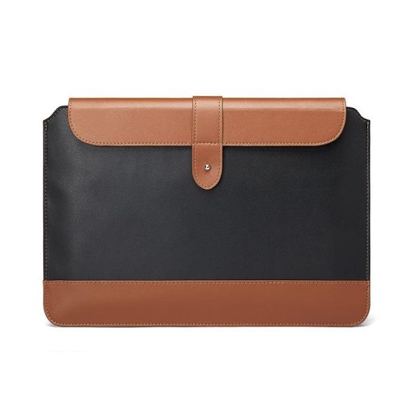 11-12 Inch Horizontal Microfiber Notebook Liner Bag in Black & Brown - Image 2