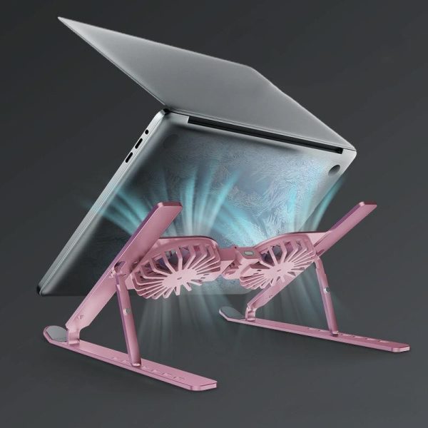 Foldable Laptop Cooling Stand with Ambient Light - Silver - Image 3