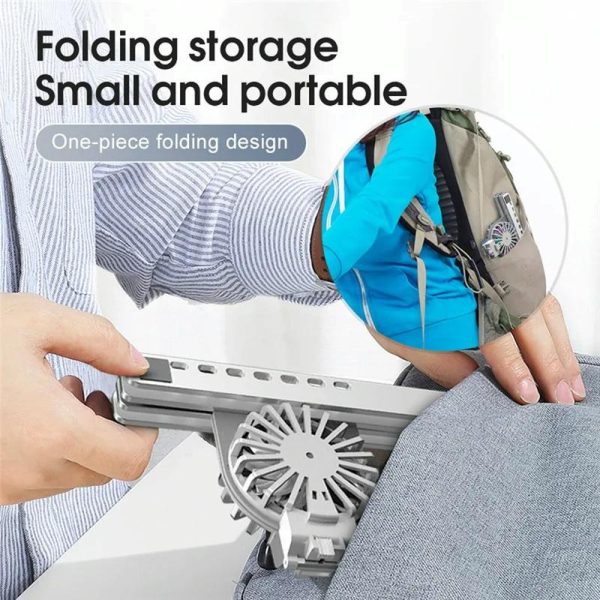 Foldable Laptop Cooling Stand with Ambient Light - Silver - Image 6