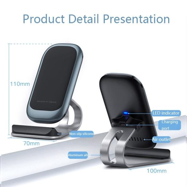 15W Multifunctional Wireless Charger With Stand Black - Image 3