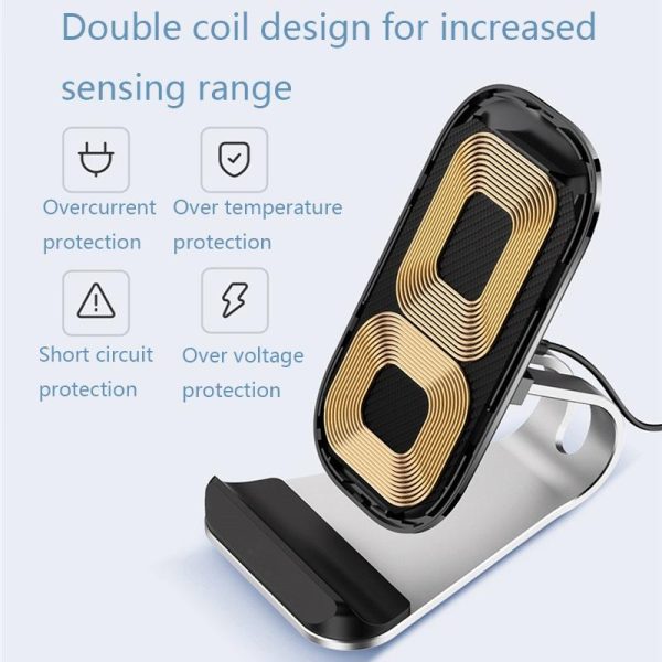 15W Multifunctional Wireless Charger With Stand Black - Image 4