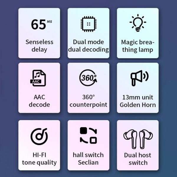 Low Latency Wireless Bluetooth Game Earphones with Colourful Lights - Digital Display - Image 9