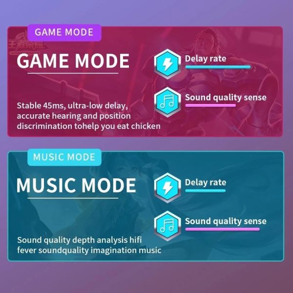 Low Latency Wireless Bluetooth Game Earphones with Colourful Lights - Digital Display - Image 10