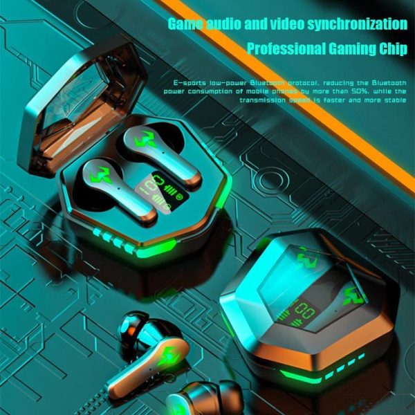 Low Latency Wireless Bluetooth Game Earphones with Colourful Lights - Digital Display - Image 15