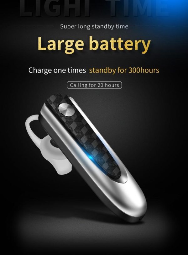 Wireless Bluetooth Earbud for Hands-free Calls and Music - Large Battery - Black - Image 3