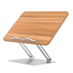 Aluminum Desktop Book Stand with Wood Board - Image 1