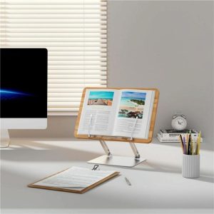 Aluminum Desktop Book Stand with Wood Board - Image 7