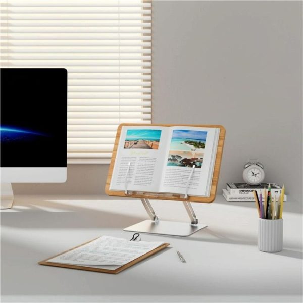 Aluminum Desktop Book Stand with Wood Board - Image 7