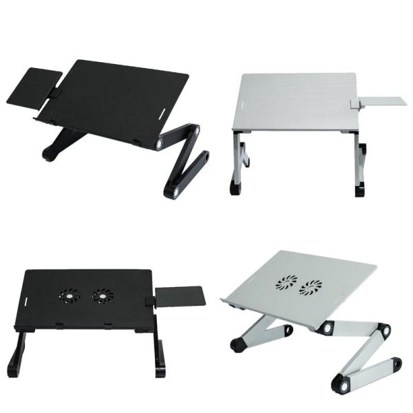 Adjustable Folding Laptop Desk with Mouse Board - Silver - Image 3