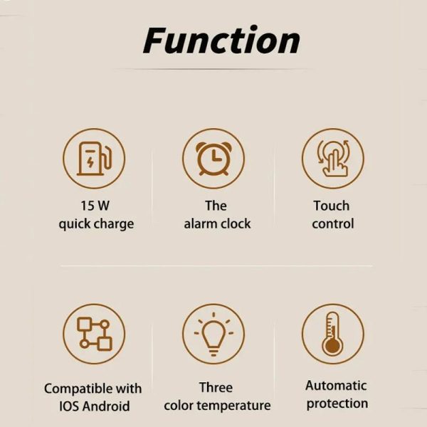15W Rotatable Night Light Fast Charger Wheat - Wheat-Colour - Image 5