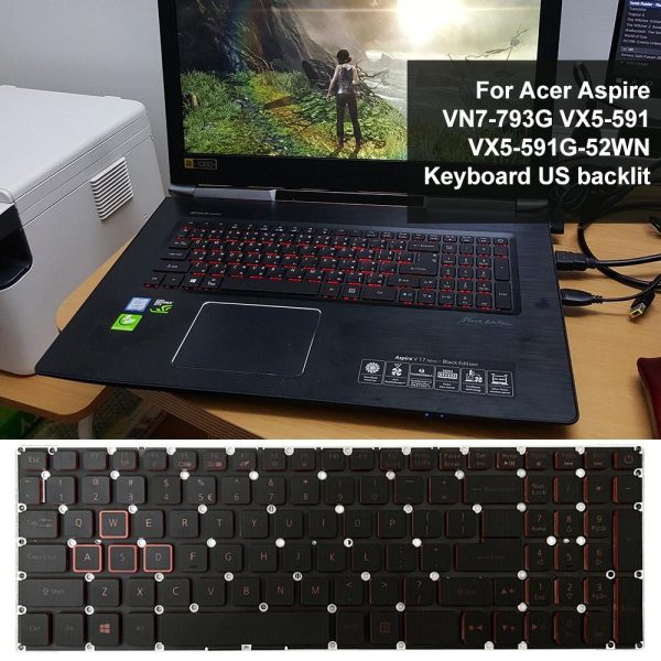 Red Backlit Laptop Keyboard - us Version - For Acer Nitro 5 An515-43 - Image 13
