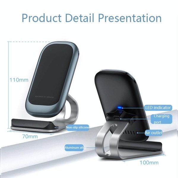 15W Multifunctional Wireless Charger With Stand Silver - Image 3