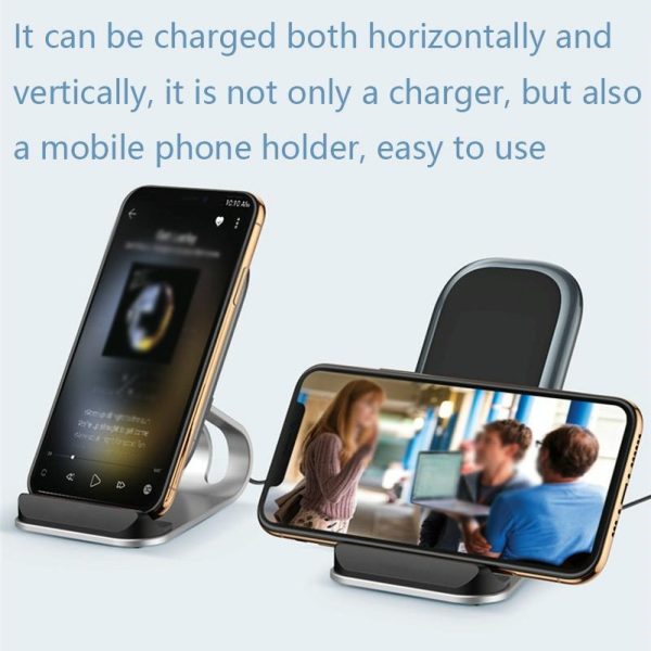 15W Multifunctional Wireless Charger With Stand Silver - Image 5
