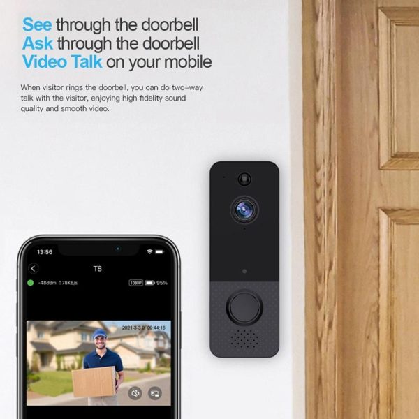 Wireless Wifi Video Doorbell With Night Vision And Ai Recognition - 720P - 1800 Mah - Image 6