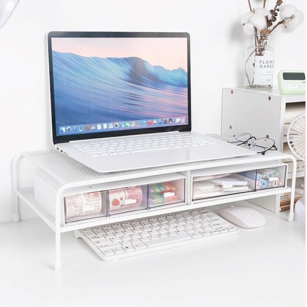 Desk Organizer Bracket for Elevated Computer Monitor - Wrought Iron - Deepen Single Layer - Image 3