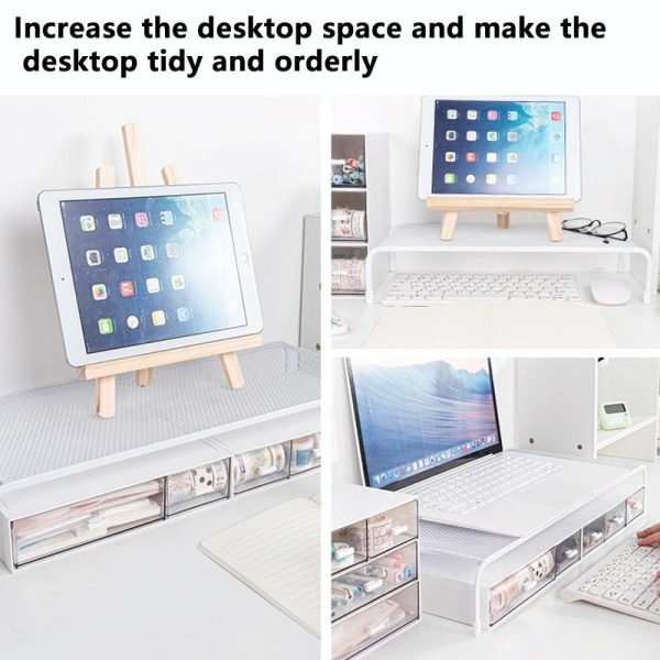 Desk Organizer Bracket for Elevated Computer Monitor - Wrought Iron - Deepen Single Layer - Image 8