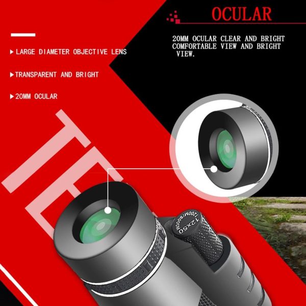 Professional 12X50 Hd Monocular Night Vision Telescope + Tripod - Image 5