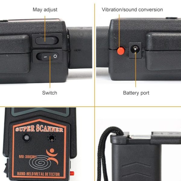 Black Super Scanner Wand Metal Detector - Md-3003b1 - Image 6