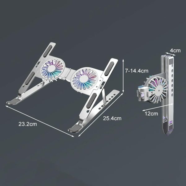 Foldable Laptop Cooling Stand with Ambient Light - Gray - Image 8