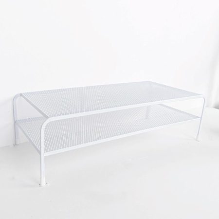 Desk Organizer Bracket for Elevated Computer Monitor - Wrought Iron - Double Layer